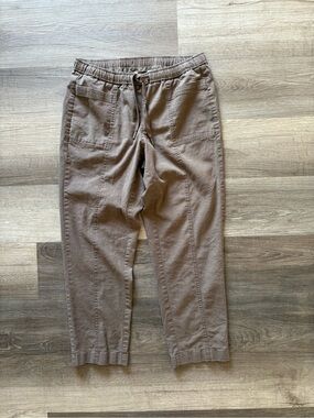 Orvis Linen Blend Elastic Waist Drawstring Pants Taupe M